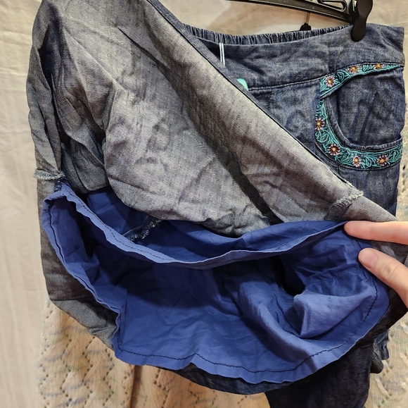 NWT Vosari Blue Embroidered Skort | Lemon Dress Boutique | Cotton Tencel - Picture 4 of 5